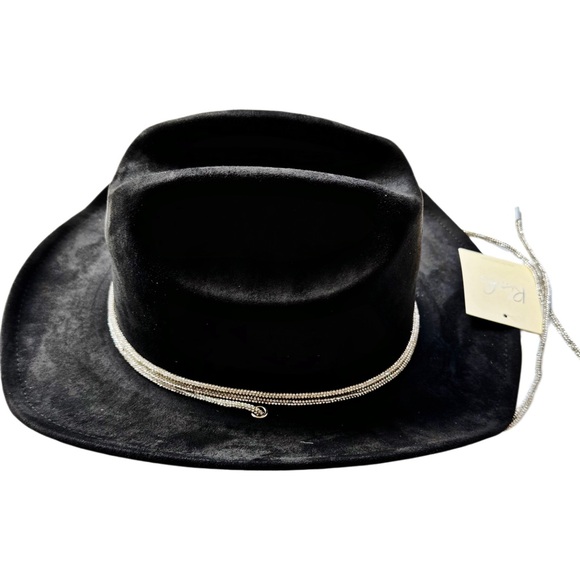 Black Rhinestone Lace Roped cowboy Brim Hat - Picture 4 of 13